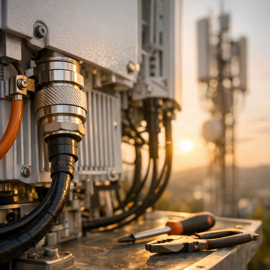 Technicien ALMAMY telecom intervenant sur un site télécom en Nouvelle-Aquitaine